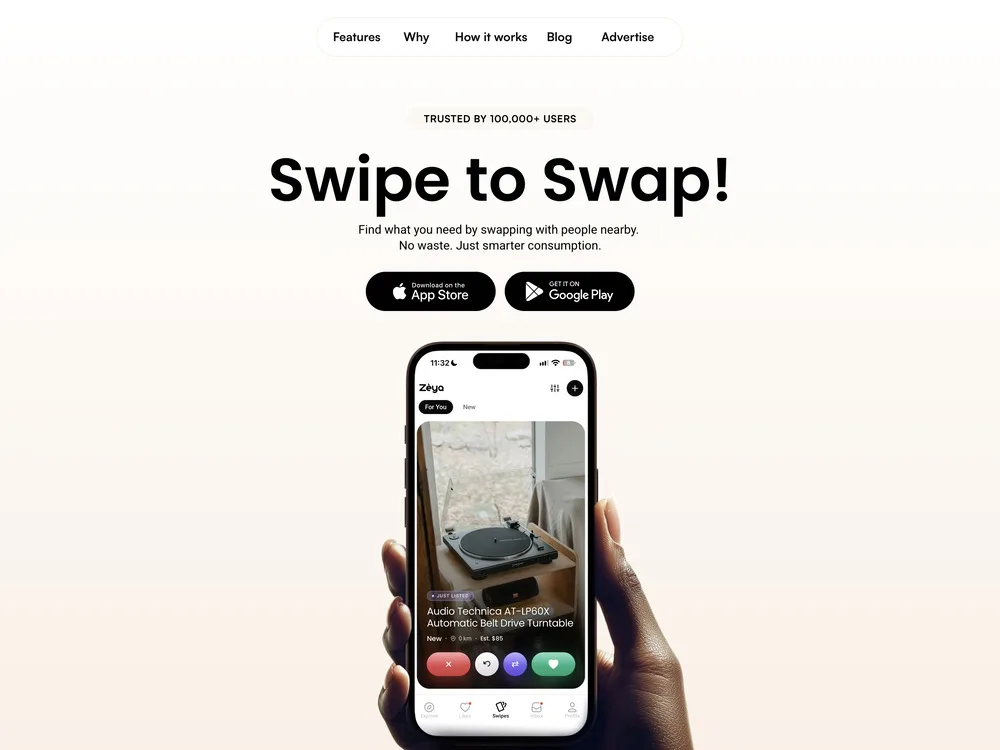 Zèya marketplace app for swapping goods